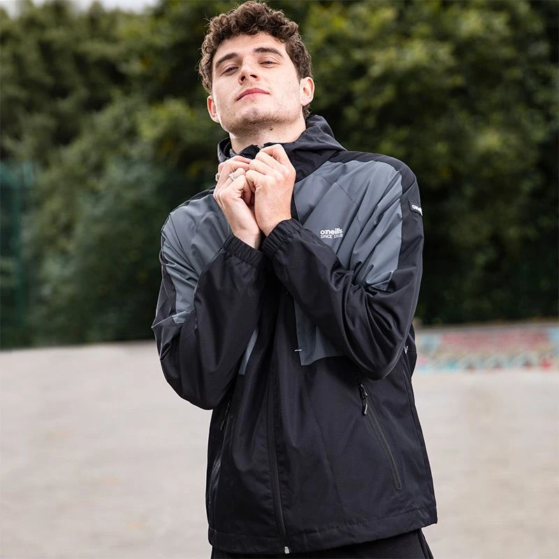 Men’s Rio Hooded Rain Jacket Black / Grey / White 5 Men’s Rio Hooded Rain Jacket Black / Grey / White - Image 3