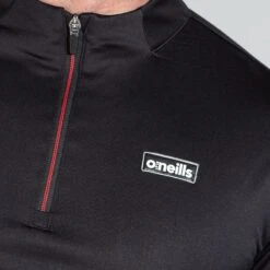 Men's Cody Brushed Half Zip Top Black / Red / Black -Sport Style Shop am3a0104