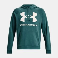 Under Armour Men's UA Rival Fleece Big Logo Hoodie Coastal Teal / Onyx White -Sport Style Shop ps1357093 722 hf