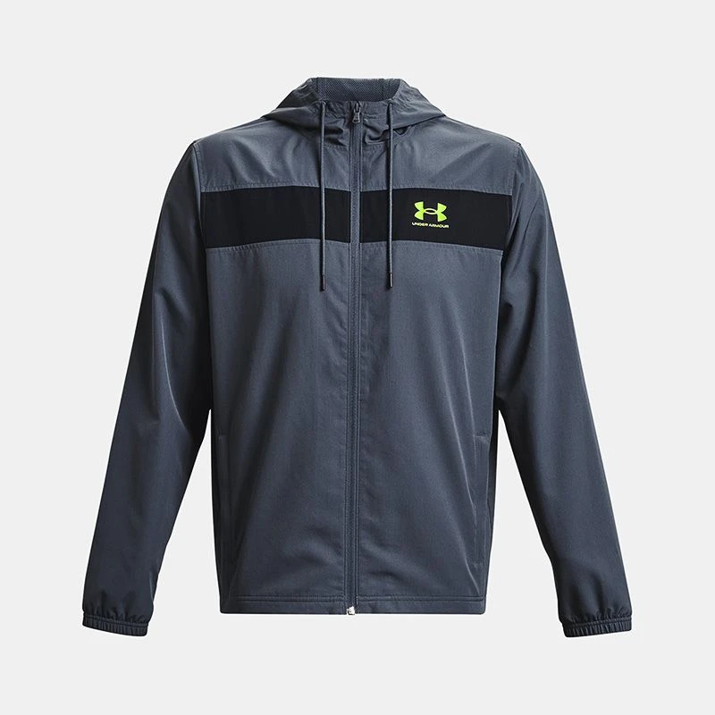 Under Armour Men's UA Sportstyle Windbreaker Jacket Downpour Grey / Black / Lime Surge 5 Under Armour Men's UA Sportstyle Windbreaker Jacket Downpour Grey / Black / Lime Surge - Image 3