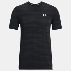 Under Armour Men's Seamless Wave Short Sleeve T-Shirt Black / Mod Grey 10 Under Armour Men's Seamless Wave Short Sleeve T-Shirt Black / Mod Grey -Sport Style Shop ps1373726 001 hf