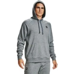 Under Armour Men's UA Rival Fleece Hoodie Pitch Grey Light Heather / Onyx White
