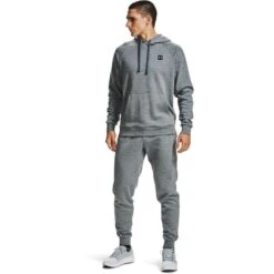 Under Armour Men's UA Rival Fleece Hoodie Pitch Grey Light Heather / Onyx White 11 Under Armour Men's UA Rival Fleece Hoodie Pitch Grey Light Heather / Onyx White -Sport Style Shop s7.v5 1357092 012 fsf