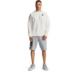 Under Armour Men's UA Rival Fleece Big Logo Shorts Mod Gray Light Heather / Black 12 Under Armour Men's UA Rival Fleece Big Logo Shorts Mod Gray Light Heather / Black -Sport Style Shop s7.v5 1357118 011 fsf