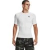 Under Armour Men's HeatGear® Armour Short Sleeve T-Shirt White / Black -Sport Style Shop s7.v5 1361518 100 fc
