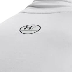 Under Armour Men's HeatGear® Armour Mock Long Sleeve Top White / Black -Sport Style Shop s7.v5 1369606 100 bckdet