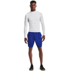 Under Armour Men's HeatGear® Armour Mock Long Sleeve Top White / Black -Sport Style Shop s7.v5 1369606 100 fsf