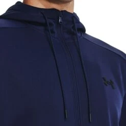 Under Armour Men's Fleece® Full-Zip Hoodie Midnight Navy / Black 11 Under Armour Men's Fleece® Full-Zip Hoodie Midnight Navy / Black -Sport Style Shop s7.v5 1373357 410 collar