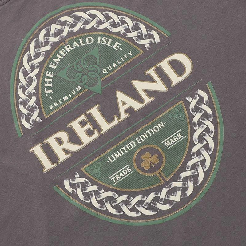 Trad Craft Men's Ireland Emerald Isle Classic T-Shirt Pewter 5 Trad Craft Men's Ireland Emerald Isle Classic T-Shirt Pewter - Image 3