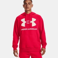 Under Armour Men's Rival Fleece Big Logo Hoodie Red / Onyx White