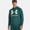 Under Armour Men's UA Rival Fleece Big Logo Hoodie Coastal Teal / Onyx White -Sport Style Shop v5 1357093 722 fc