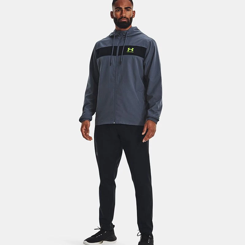 Under Armour Men's UA Sportstyle Windbreaker Jacket Downpour Grey / Black / Lime Surge 8 Under Armour Men's UA Sportstyle Windbreaker Jacket Downpour Grey / Black / Lime Surge - Image 6