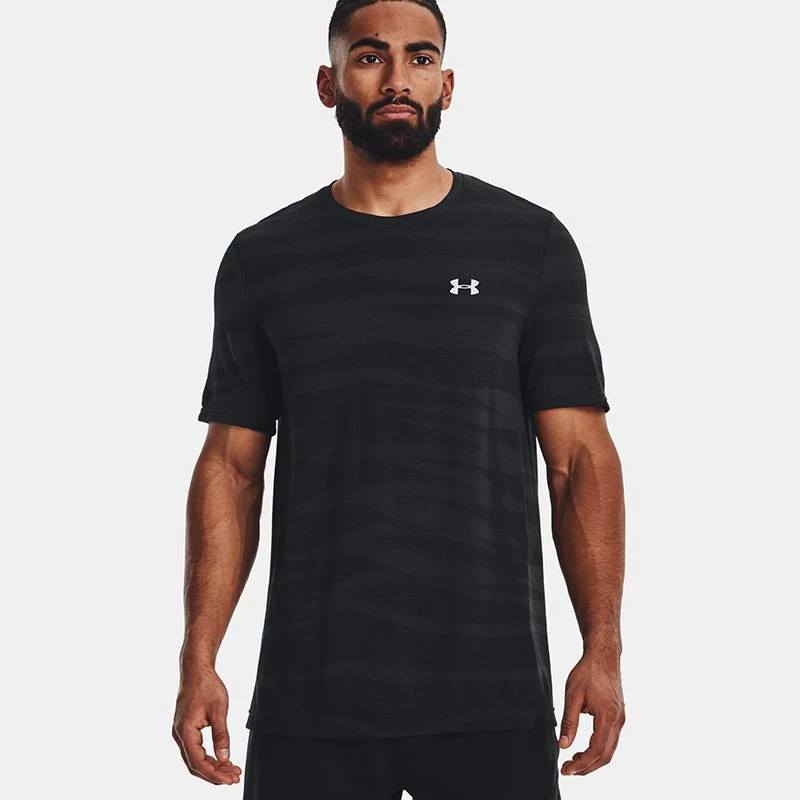 Under Armour Men's Seamless Wave Short Sleeve T-Shirt Black / Mod Grey 3 Under Armour Men's Seamless Wave Short Sleeve T-Shirt Black / Mod Grey
